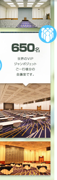 650名 世界のＶＩＰジャンボジェットご一行様分の会議室です